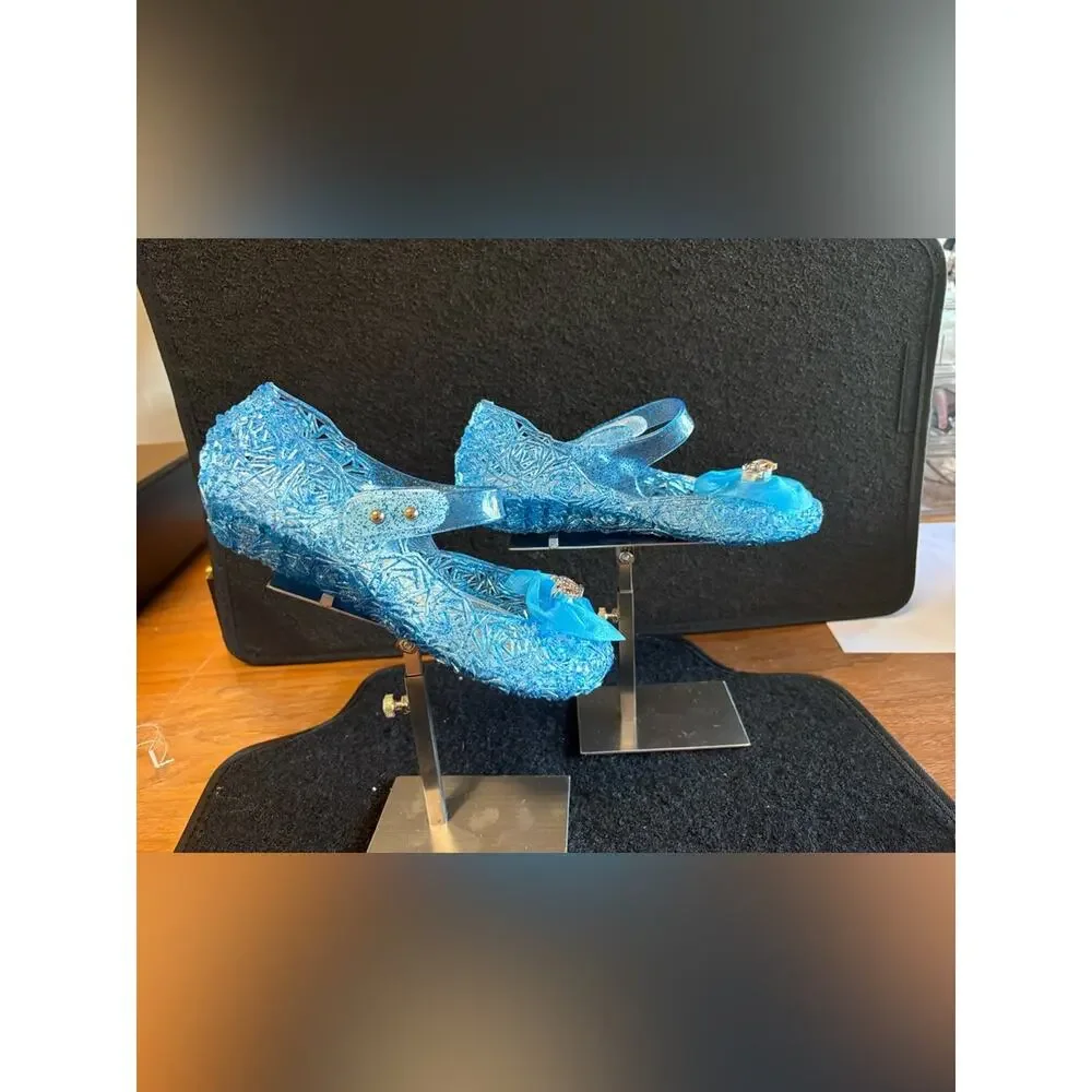 Girls Blue Princess Dress Shoes Size 35 EU / US Kids 3–3.5Y Glitter Flats